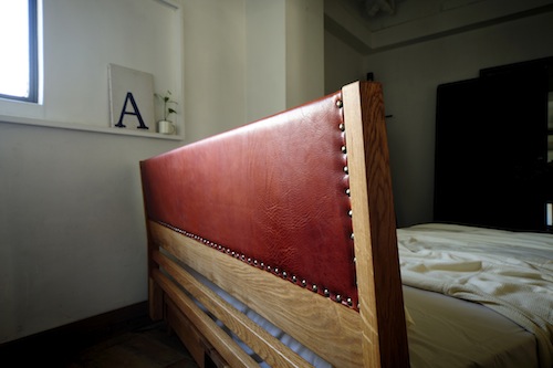 家具、無垢、ベッド、ROBUS、皮