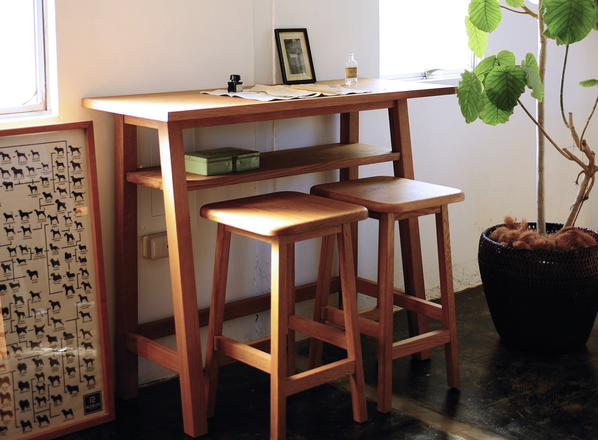 家具、無垢、カウンターテーブル、ダイニングテーブル、ROBUS